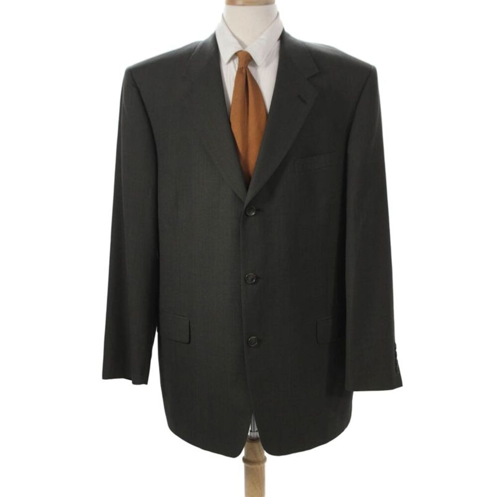 Daniel Hechter Unisex Gray Wool Pant Suit Button Solid Fall Size 44 Tall